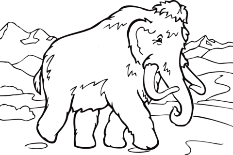 Walking Mammoth Coloring Page